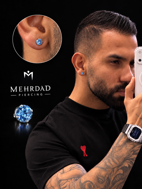 پیرسینگ نگین آبی