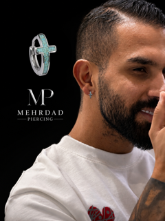 پیرسینگ حلقه ای صلیب فیروزه